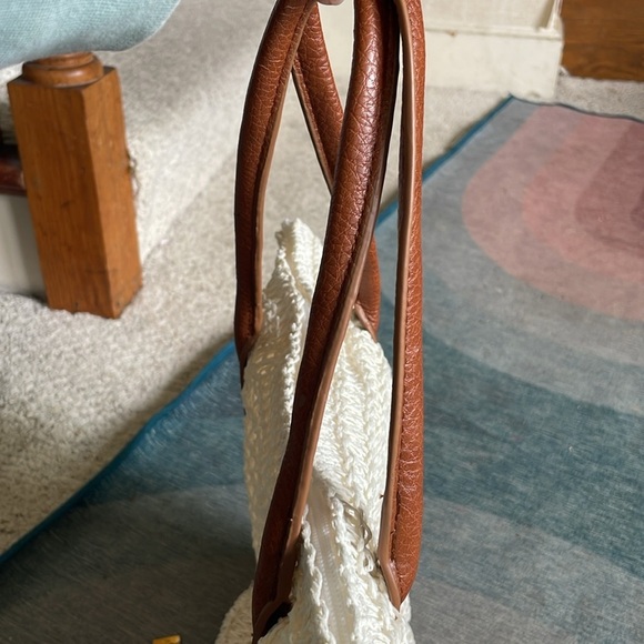 H&M Boho Cream Tote Beach Bag With Silk Floral Scarf - Picture 14 of 16